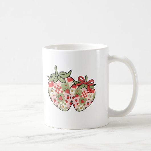 Mug Cœurs de fraise en patchwork Art mignon Coquette (Droite)