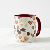 Mug Cœurs de grains de café crème (Devant droit)