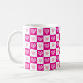 Mug Coeurs de griffes roses vérifier motif (Gauche)