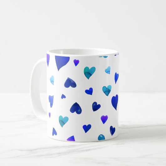 Mug Coeurs de la Saint Valentin - bleu (Devant gauche)