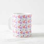Mug Cœurs de la Saint-Valentin Motif Violet Dessiné à (Devant gauche)