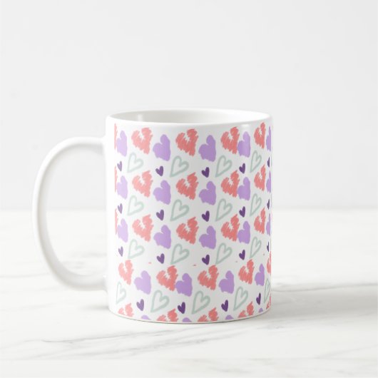 Mug Cœurs de la Saint-Valentin Motif Violet Dessiné à (Gauche)