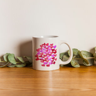Mug Coeurs de la Saint Valentin - rose et magenta