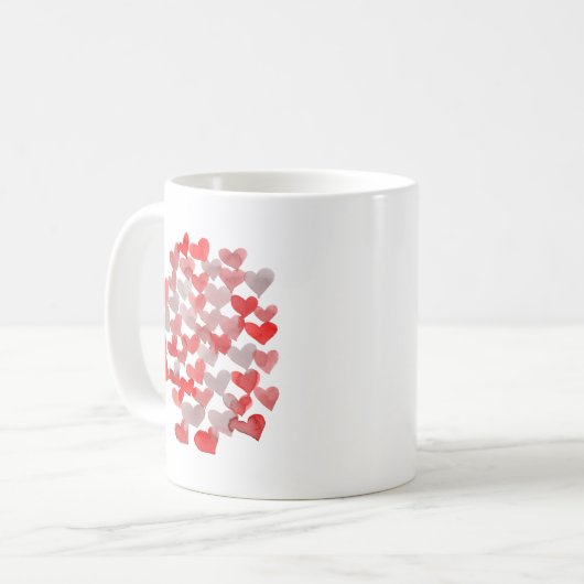 Mug Coeurs de la Saint Valentin - rouge et gris (Devant gauche)