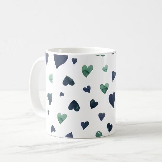 Mug Coeurs de la Saint Valentin - turquoise (Devant gauche)