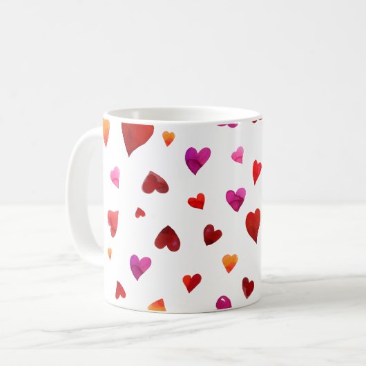 Mug Coeurs de la Saint Valentin - viva magenta et oran (Devant gauche)