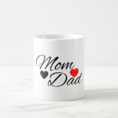 Mug Cœurs de maman et papa - Typographie élégante Amou (Centre)