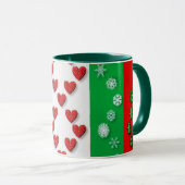 Mug Coeurs de Noël & plus, design coloré, (Devant droit)