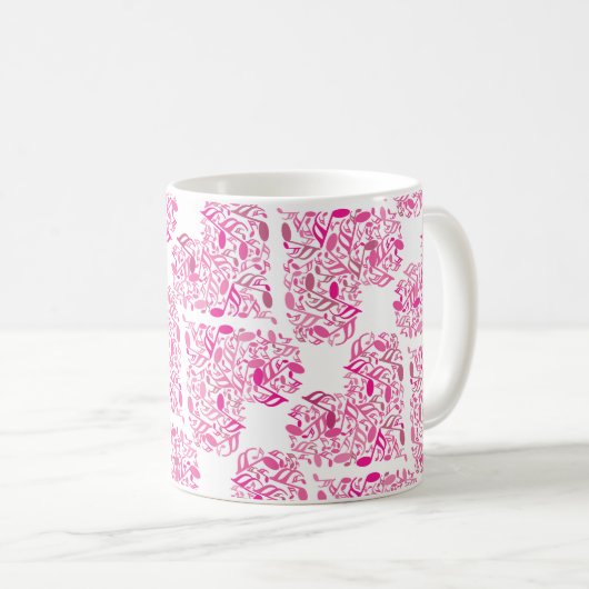 Mug Coeurs de notes musicales roses (Devant droit)