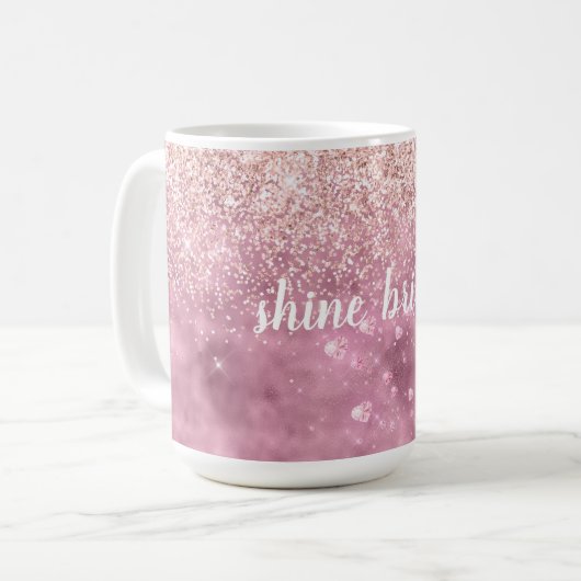 Mug Coeurs de Parties scintillant rose brillant (Devant gauche)