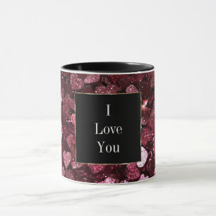 Mug Coeurs de Parties scintillant rouge Bourgogne