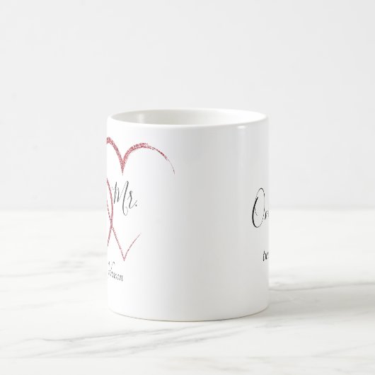 Mug Coeurs de Parties scintillant rouge personnalisés (Centre)