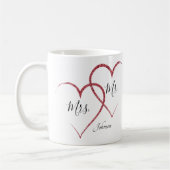 Mug Coeurs de Parties scintillant rouge personnalisés (Gauche)
