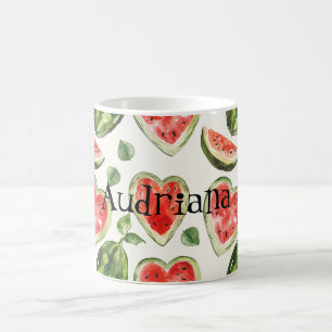 Mug Cœurs de pastèque rouge-vert 
