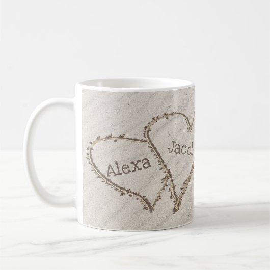 Mug Coeurs de plage en sable avec citation (Gauche)