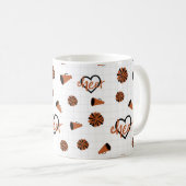 Mug Coeurs de poire orange brûlés, Pom Poms, Mégaphone (Devant droit)