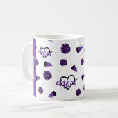 Mug Coeurs de poitrine pourpre, Pom Poms, Motif de még (Devant gauche)