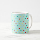Mug Coeurs de polka minuscules sur le vert de la mer (Devant droit)