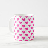 Mug Coeurs de polka rose Fuchsia sur blanc (Devant gauche)