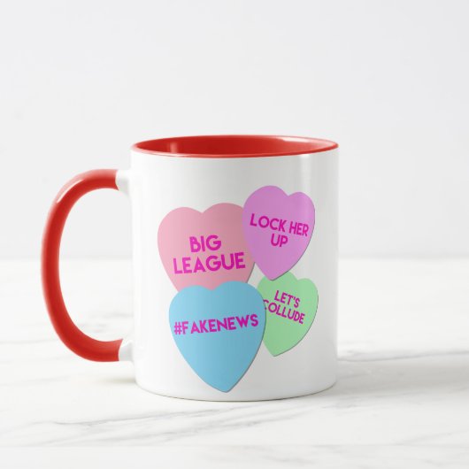 Mug Coeurs de sucrerie de Valentine Trumpism d'atout (Gauche)