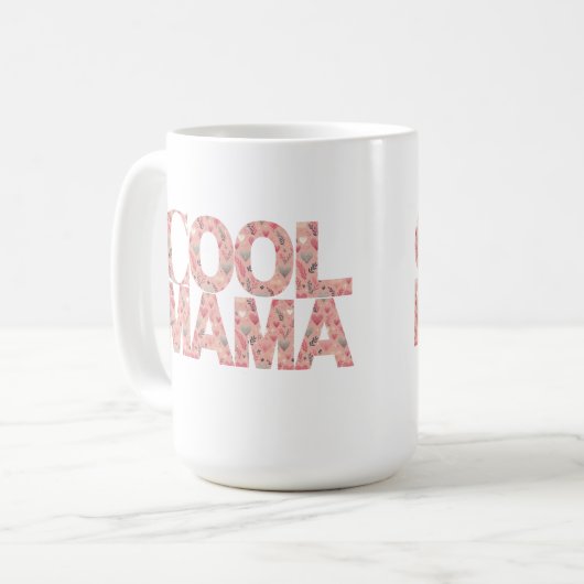 Mug Coeurs de typographie de Mama cool (Devant gauche)