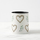 Mug Cœurs d'eucalyptus et de bois à l'aquarelle (Centre)