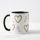Mug Cœurs d'eucalyptus et de bois à l'aquarelle (Gauche)