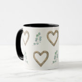 Mug Cœurs d'eucalyptus et de bois à l'aquarelle (Devant gauche)
