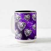 Mug Cœurs Diamant Étincelle Violette (Devant gauche)