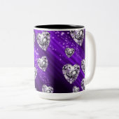 Mug Cœurs Diamant Étincelle Violette (Devant droit)