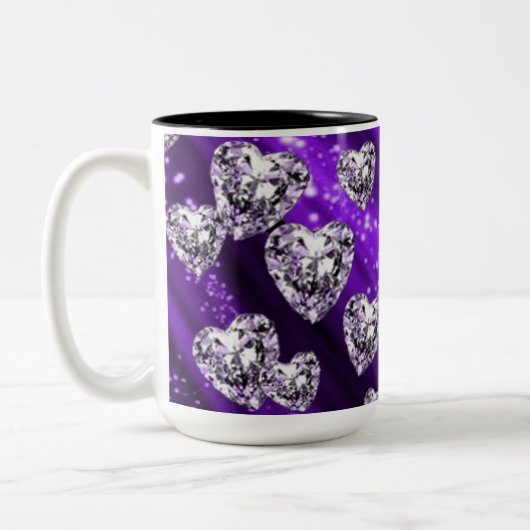 Mug Cœurs Diamant Étincelle Violette (Gauche)
