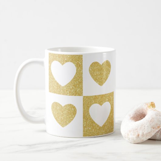 Mug Coeurs d'or (Avec donut)