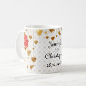 Mug Coeurs d'or d'amour et mariage rose (Devant gauche)
