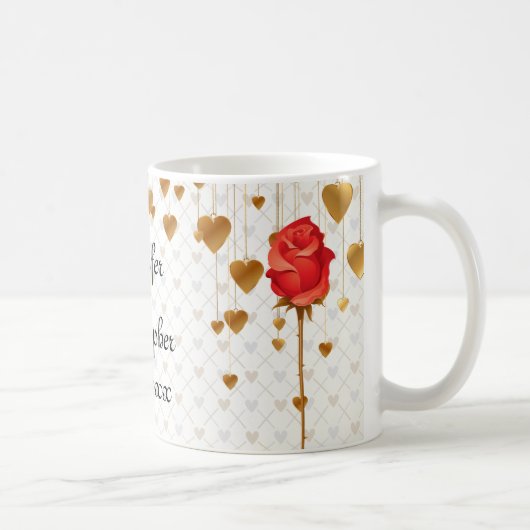 Mug Coeurs d'or d'amour et mariage rose (Droite)