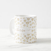 Mug Coeurs d'or de fille personnalisée nommé (Devant gauche)