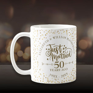 Mug Coeurs d'or du 50ème anniversaire de Mariage