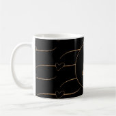 Mug Coeurs d'or noir initial de monogramme (Gauche)