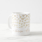 Mug Coeurs d'or romantique Personnalisé Nommé Coffee M (Devant gauche)