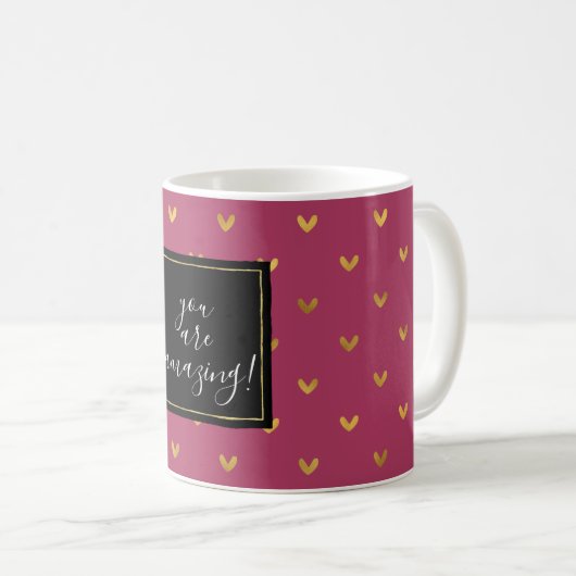 Mug Coeurs d'or rose (Devant droit)