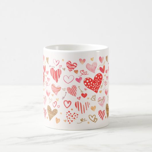 Mug Coeurs d'or rose rouge (Centre)