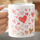 Mug Coeurs d'or rose rouge