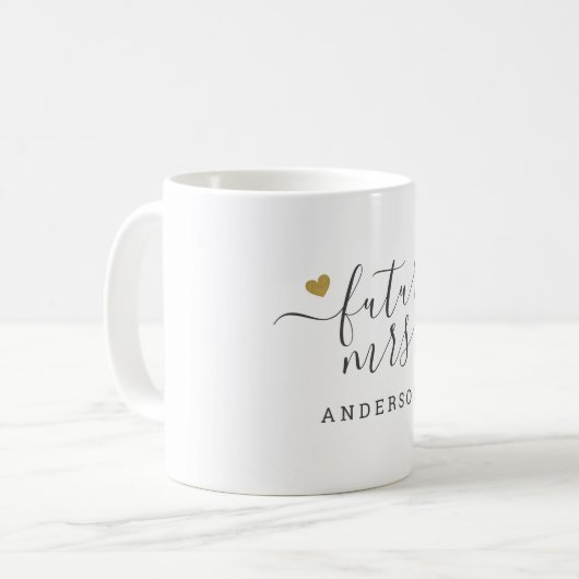 Mug Cœurs dorés modernes Future Mme la future mariée (Devant gauche)