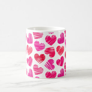 Mug Coeurs dorés rouges et roses modernes Valentine