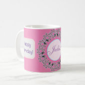 Mug Coeurs doux et design floral (Devant gauche)