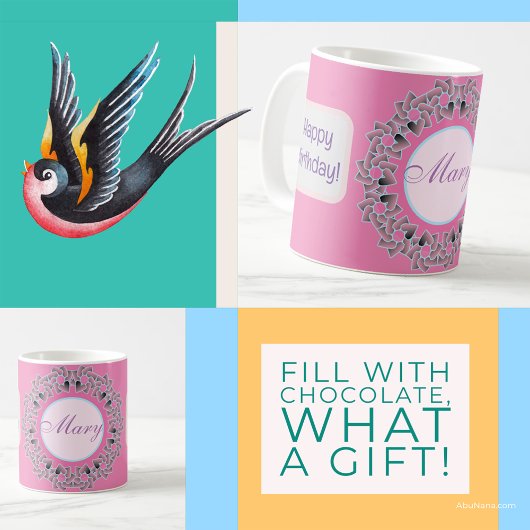 Mug Coeurs doux et design floral