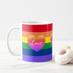 Mug Coeurs du drapeau arc-en-ciel LGBTQ gay pride