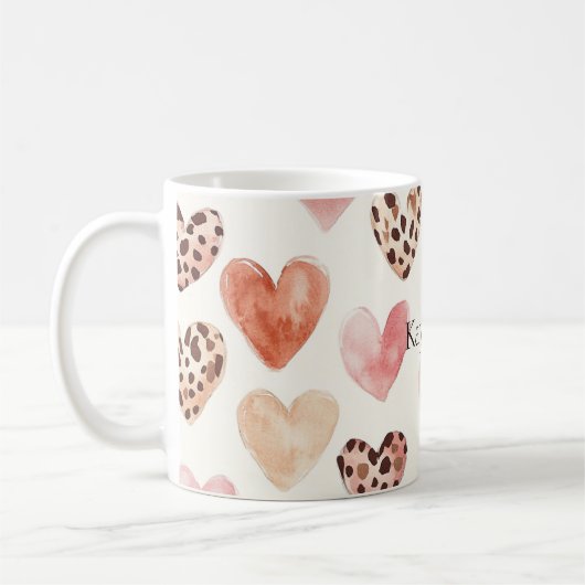 Mug Coeurs Empreintes de léopard Brown roses (Gauche)