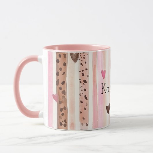 Mug Coeurs Empreintes de léopard roses Brown rayures N (Gauche)