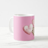 Mug Coeurs Empreintes de léopard XOXO Rose (Devant gauche)