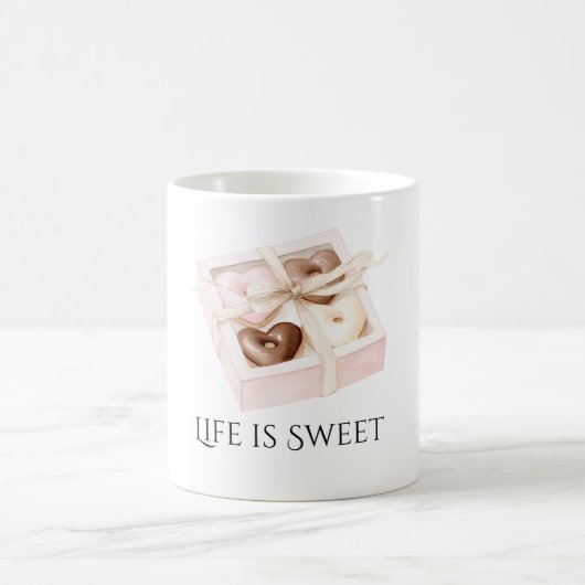 Mug Cœurs en Chocolat Rose Pâle Beige (Centre)